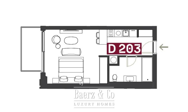 Floor Plan 1 - Porto Montenegro Vero & Versa - Vero - Studio Apartment - Studio Apartment in Vero Buidling